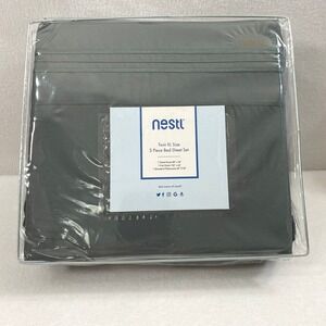 Nestl Bed Sheet Set Twin XL Charcoal Stone‎ Gray 3 Piece Microfiber Soft College